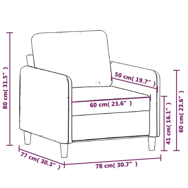 vidaXL lænestol 60 cm stof sort