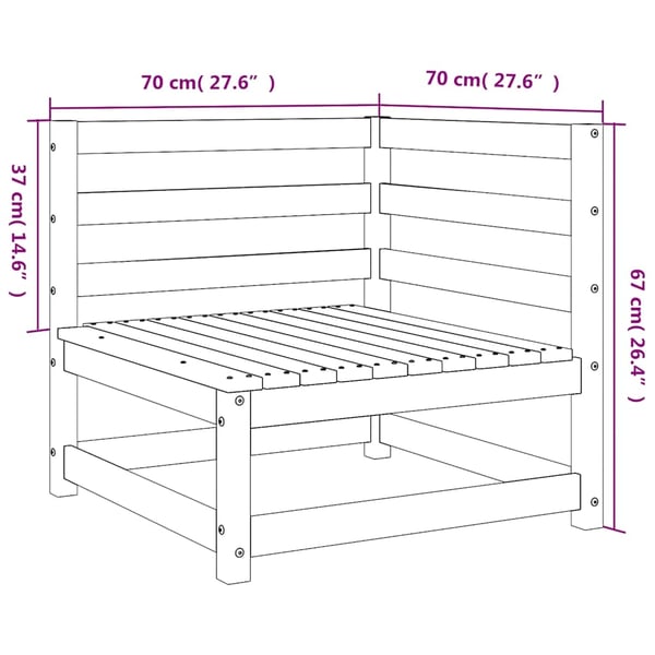 vidaXL hjørnemoduler 2 stk. til sofa 70x70x67 cm massivt douglasgran