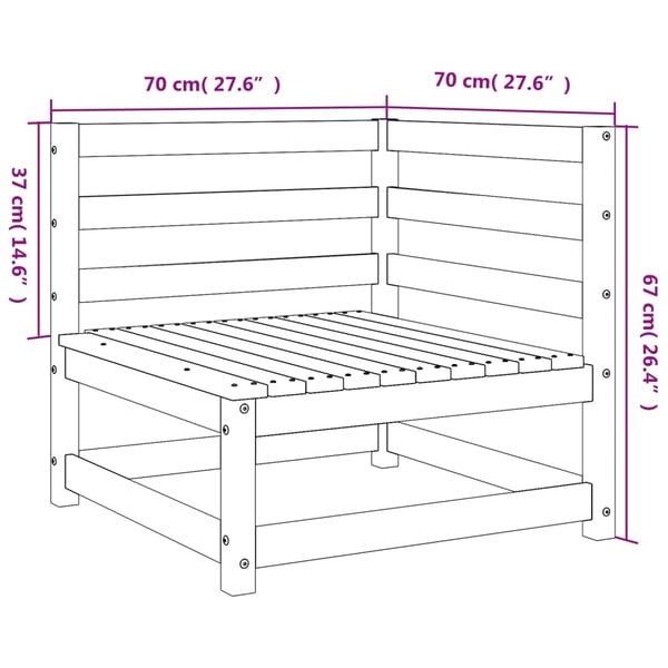 vidaXL Hagesofa for hjørne 70x70x67 cm heltre douglasgran