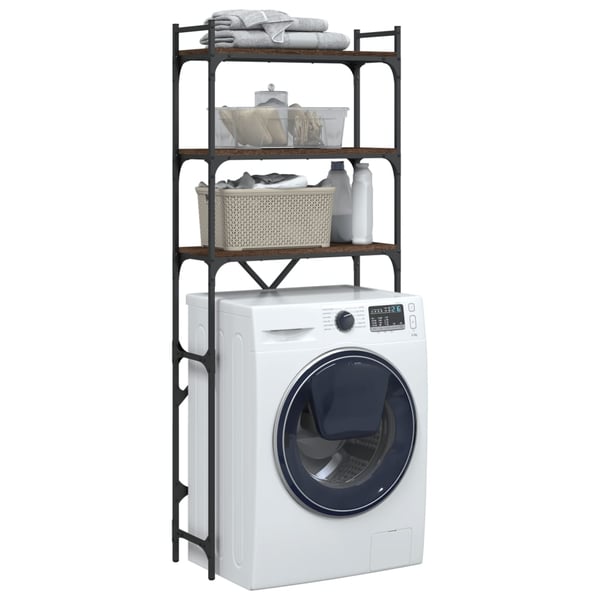 vidaXL vaskemaskinereol 67x25x163 cm konstrueret træ brunt egetræ