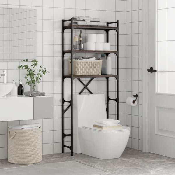 vidaXL vaskemaskinereol 67x25x163 cm konstrueret træ brunt egetræ