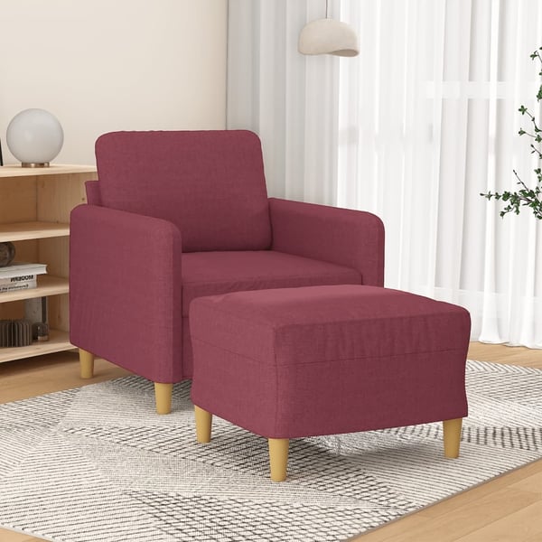 vidaXL sofastol med fodskammel 60 cm stof vinrød