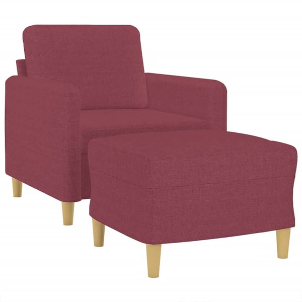 vidaXL sofastol med fodskammel 60 cm stof vinrød