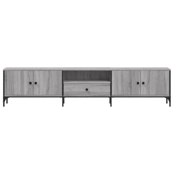 vidaXL TV-benk med skuff grå sonoma 200x25x44 cm konstruert tre