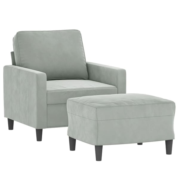 vidaXL sofastol med fodskammel 60 cm velour lysegrå