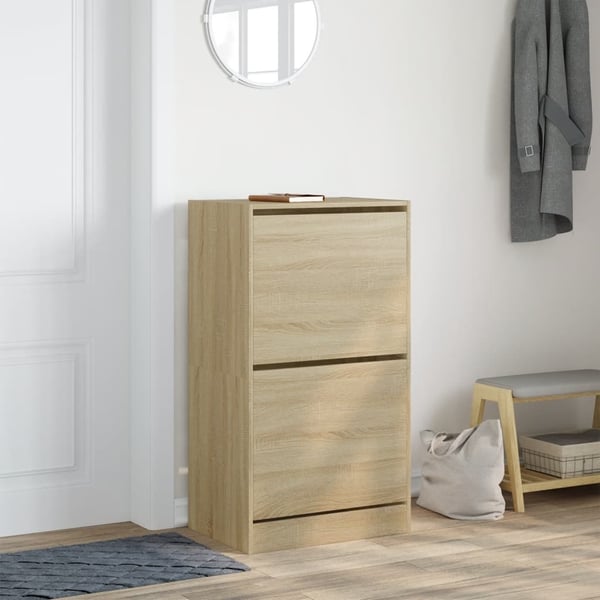 vidaXL Skoskap med 2 vippeskuffer sonoma eik 60x42x108 cm