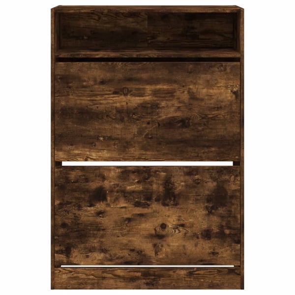 vidaXL Skoskap med 2 vippeskuffer røkt eik 80x34x116 cm