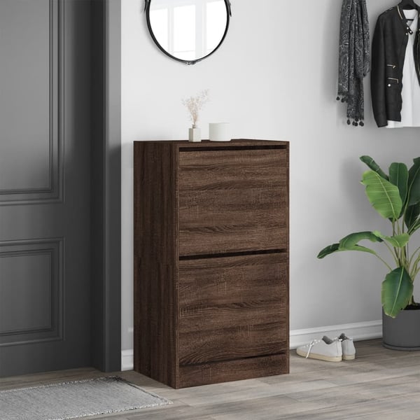 vidaXL skoskab med 2 vippeskuffer 60x42x108 cm brun egetræsfarve