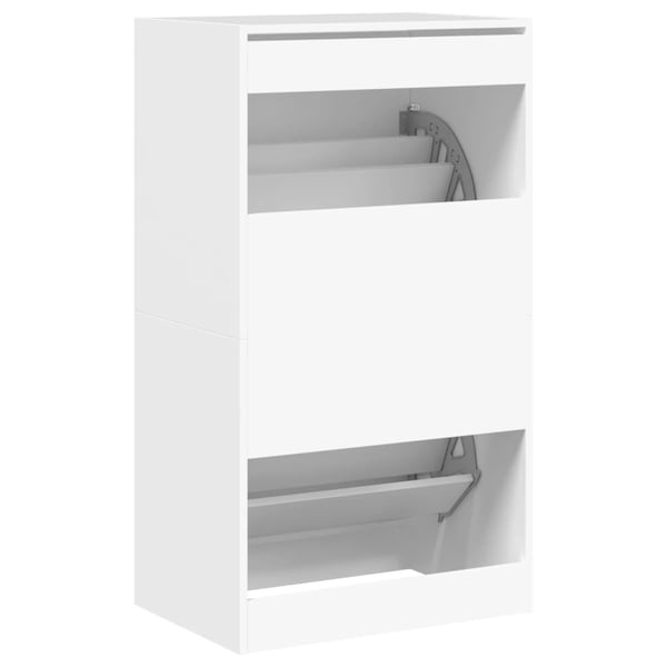 vidaXL Skoskap med 2 vippeskuffer hvit 60x42x108 cm