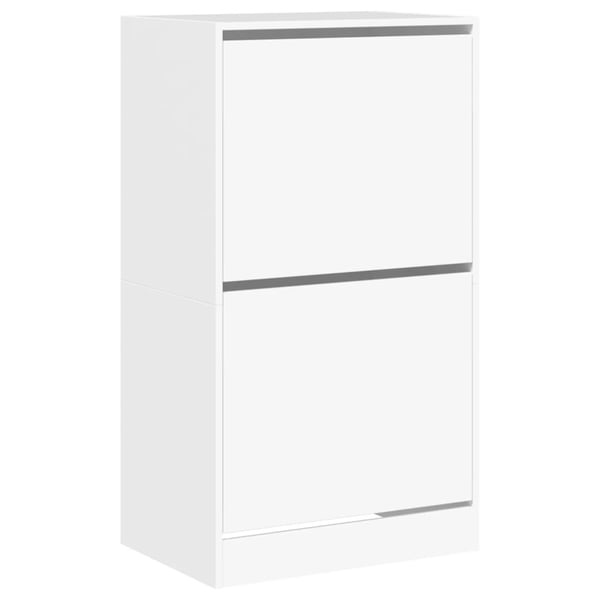 vidaXL Skoskap med 2 vippeskuffer hvit 60x42x108 cm