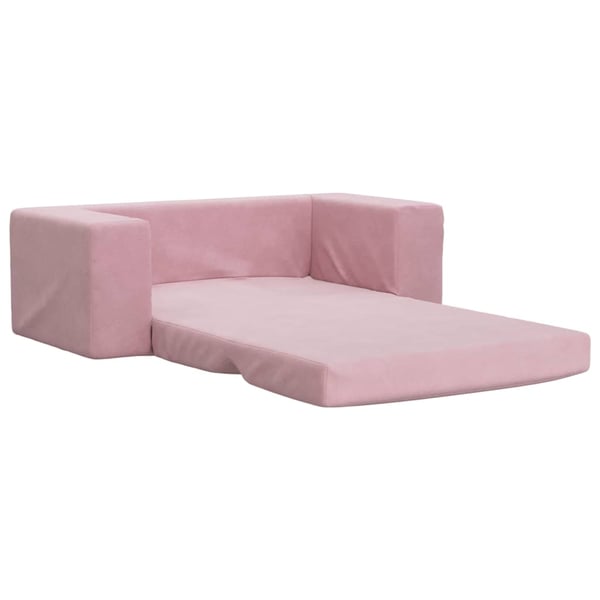 vidaXL Bäddsoffa för barn 2-sits rosa mjuk plysch