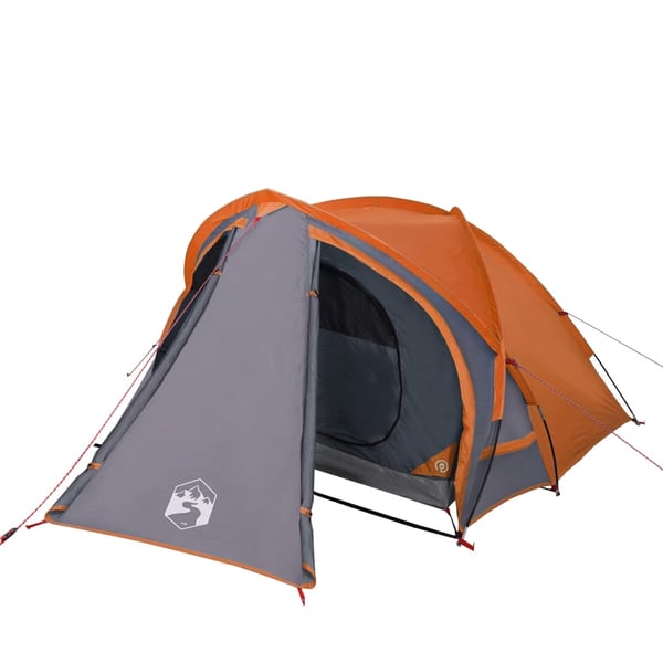 vidaXL Kuppeltelt for camping 2 personer grå og oransje vanntett