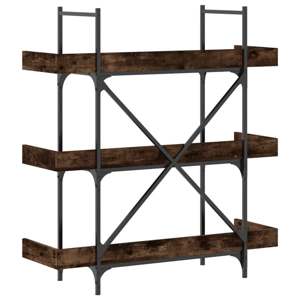 vidaXL bogreol med 3 hylder 100x33x108,5 cm konstrueret træ røget eg