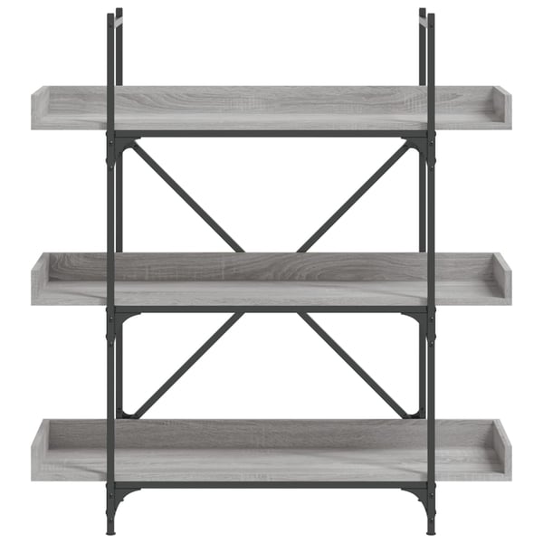 vidaXL bogreol 3 hylder 100x33x108,5 cm konstrueret træ grå sonoma-eg