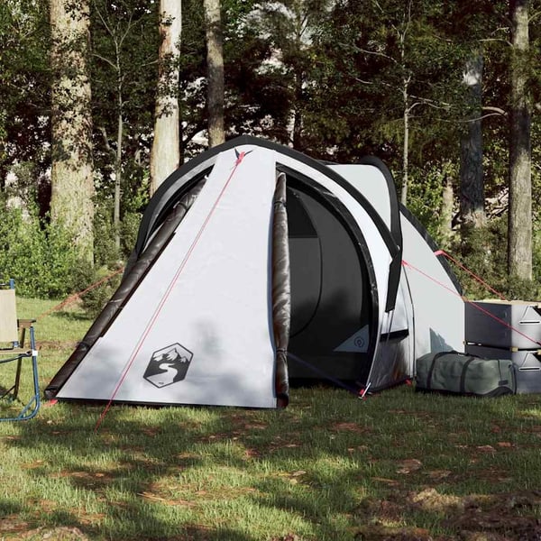 vidaXL Kuppeltelt for camping 2 personer hvit blendingsstoff vanntett