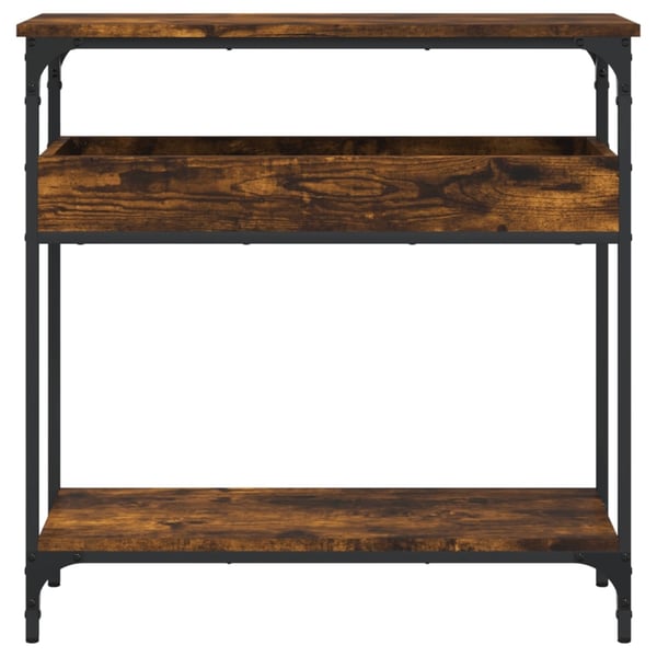 vidaXL Konsolipöytä hyllyllä savutammi 75x29x75 cm tekninen puu
