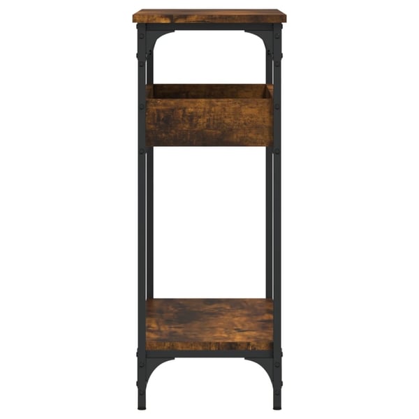 vidaXL Konsolipöytä hyllyllä savutammi 75x29x75 cm tekninen puu