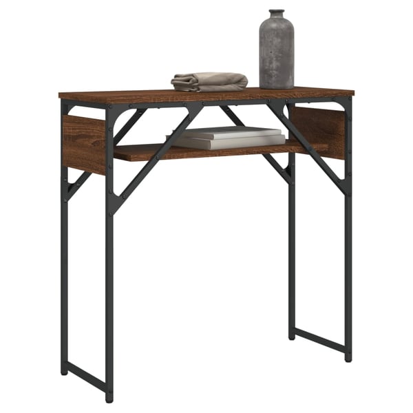 vidaXL Konsollbord med hylle brun eik 75x30x75 cm konstruert tre