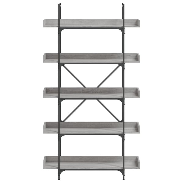 vidaXL bogreol 100x33x180,5 cm 5 hylder konstrueret træ grå sonoma-eg