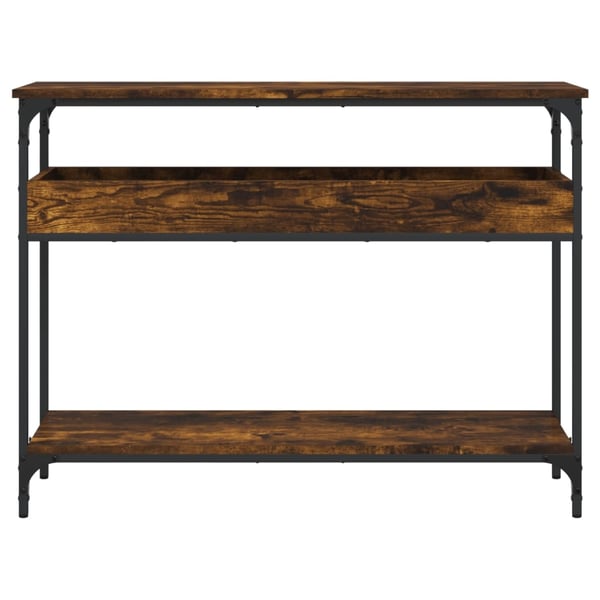 vidaXL Konsollbord med hylle røkt eik 100x29x75 cm konstruert tre