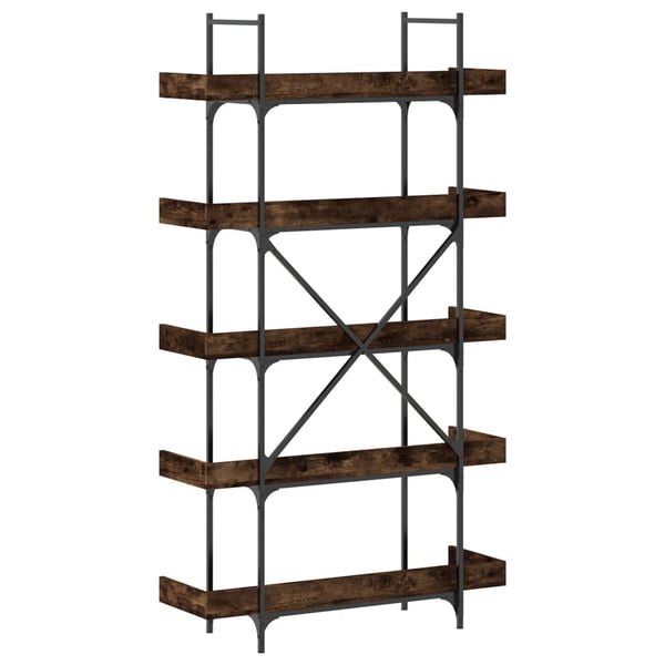 vidaXL bogreol 100x33x180,5 cm 5 hylder konstrueret træ røget eg