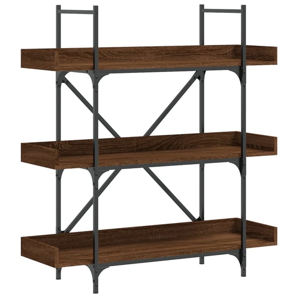 vidaXL bogreol med 3 hylder 100x33x108,5 cm konstrueret træ brun eg