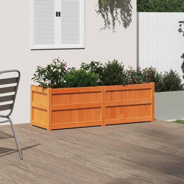 vidaXL Ulkokukkalaatikko vahanruskea 150x50x50 cm täysi mänty