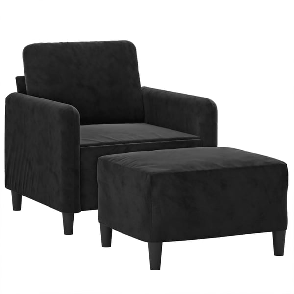 vidaXL Fåtölj med fotpall svart 60 cm sammet