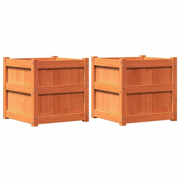 vidaXL Plantekasser 2 stk brun heltre furu