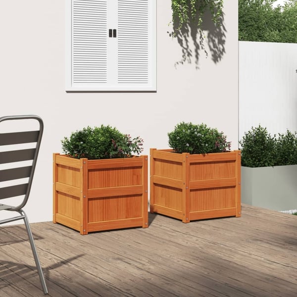 vidaXL Plantekasser 2 stk brun heltre furu