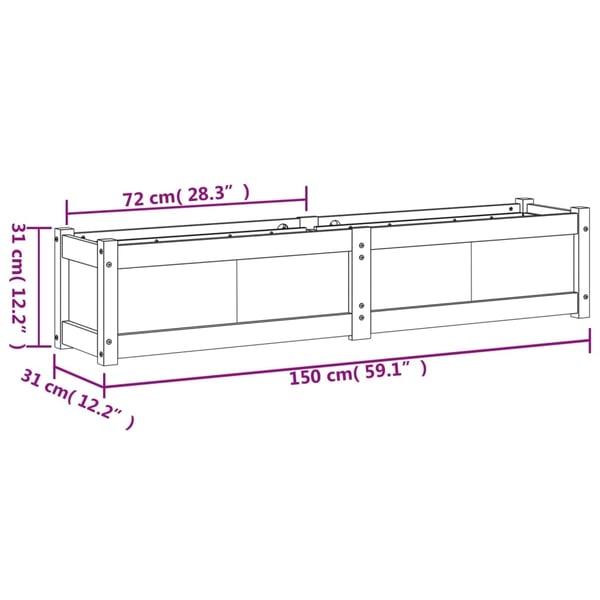 vidaXL Hageplantekasse voksbrun 150x31x31 cm heltre furu