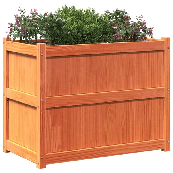 vidaXL Hageplantekasse voksbrun 90x50x70 cm heltre furu