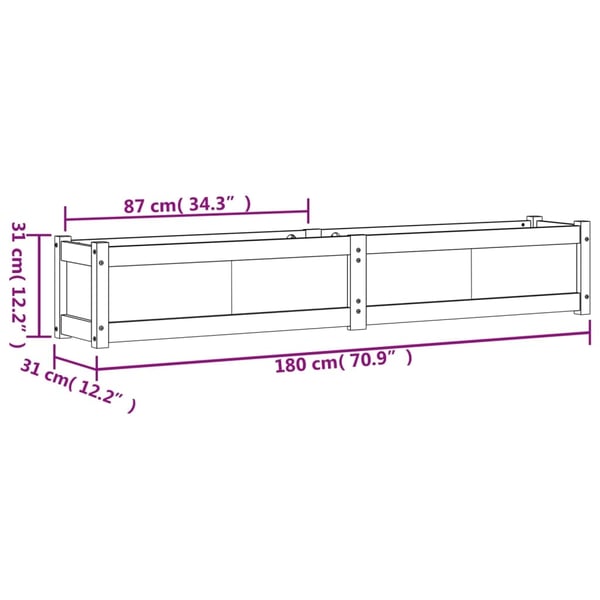 vidaXL Hageplantekasse voksbrun 180x31x31 cm heltre furu