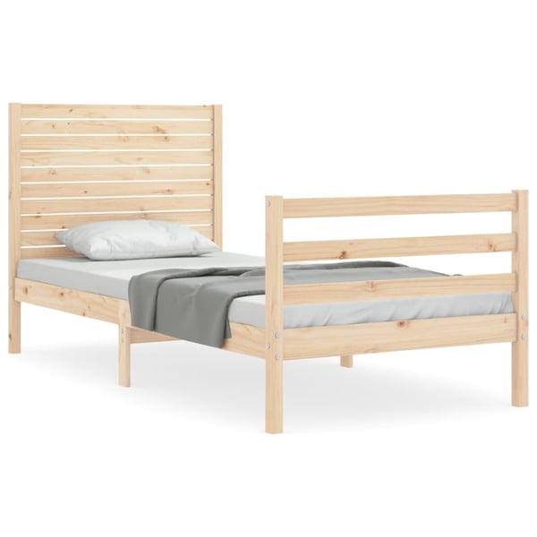 vidaXL Sengeramme med hodegavl 100x200 cm heltre
