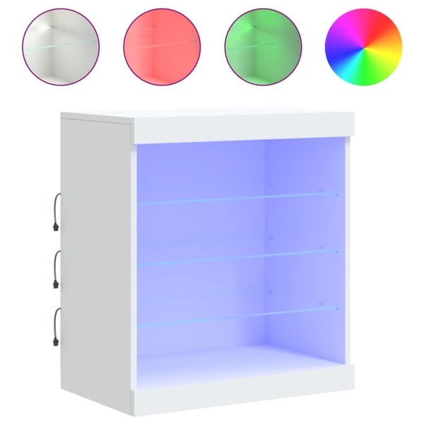 vidaXL Skjenk med LED-lys hvit 60,5x37x67 cm
