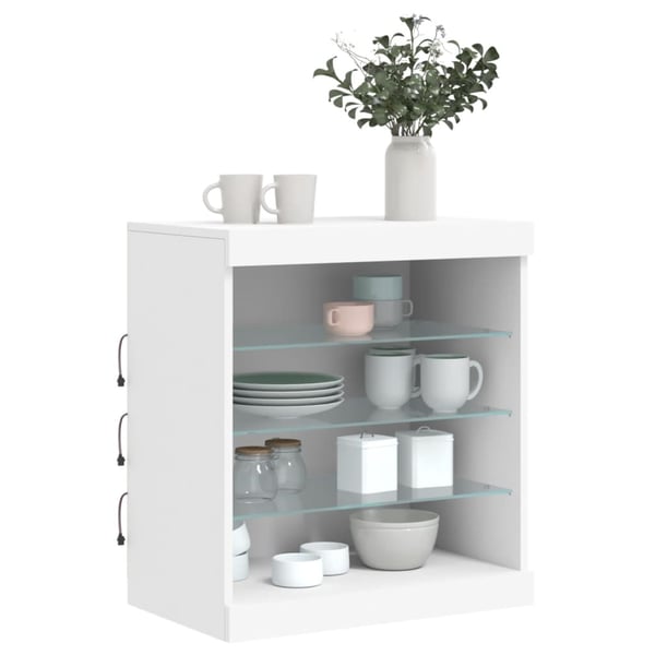 vidaXL Skjenk med LED-lys hvit 60,5x37x67 cm