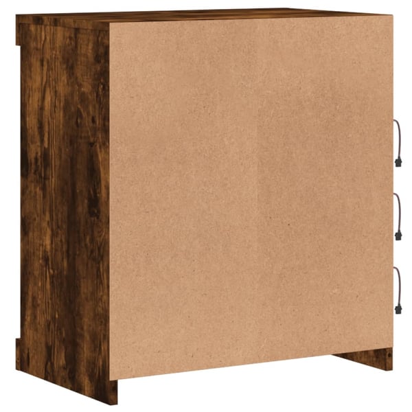 vidaXL Skjenk med LED-lys røkt eik 60,5x37x67 cm