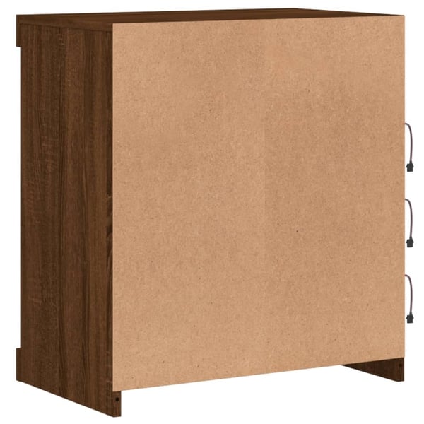 vidaXL Skjenk med LED-lys brun eik 60,5x37x67 cm