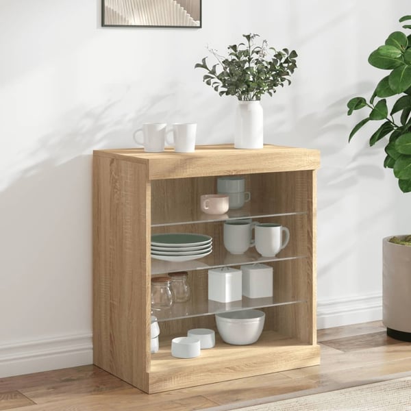vidaXL Senkki LED-valoilla Sonoma-tammi 60,5x37x67 cm