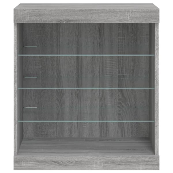vidaXL Skjenk med LED-lys grå sonoma 60,5x37x67 cm