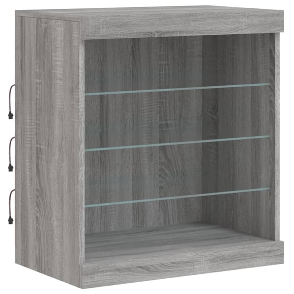 vidaXL Skjenk med LED-lys grå sonoma 60,5x37x67 cm