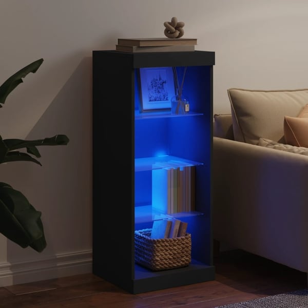vidaXL skænk med LED-lys 41x37x100 cm sort