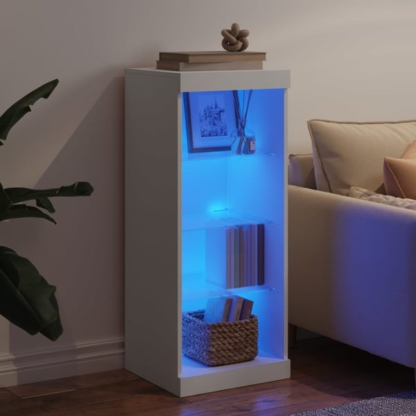 vidaXL Skjenk med LED-lys hvit 41x37x100 cm
