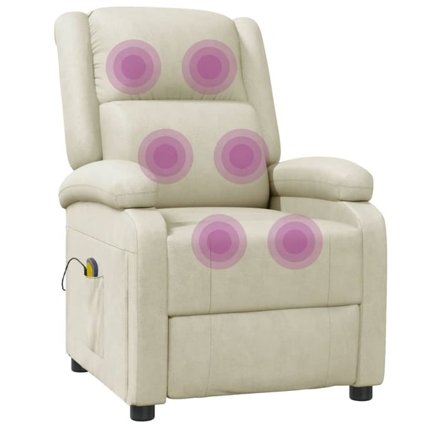vidaXL Massagefåtölj gräddvit konstläder