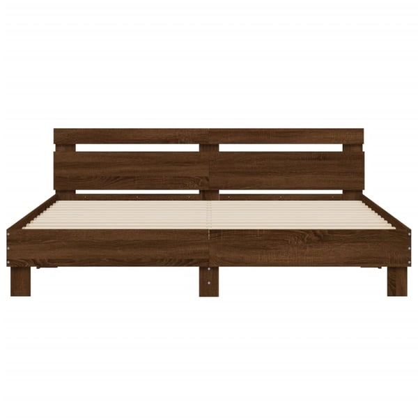 vidaXL Sengeramme med hodegavl brun eik 200x200 cm konstruert tre