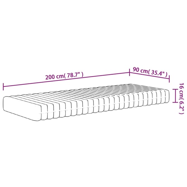 vidaXL Skummadrass medium mjuk 90x200 cm