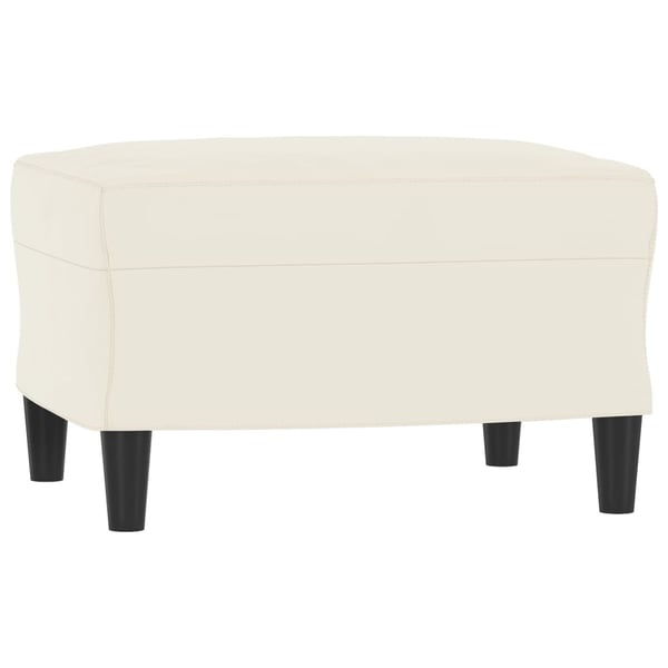 vidaXL 3-sitssoffa med fotpall gräddvit 180 cm sammet