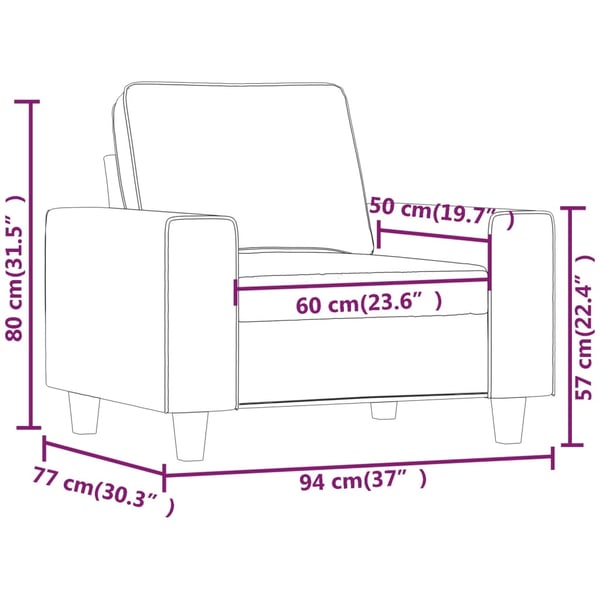 vidaXL lænestol 60 cm stof sort