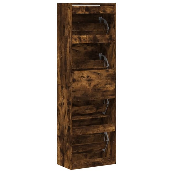 vidaXL Skoskap med 4 vippeskuffer røkt eik 60x34x187,5 cm