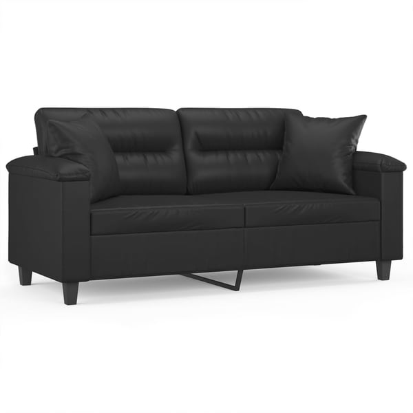 vidaXL 2-personers sofa med pyntepuder 140 cm kunstlæder sort